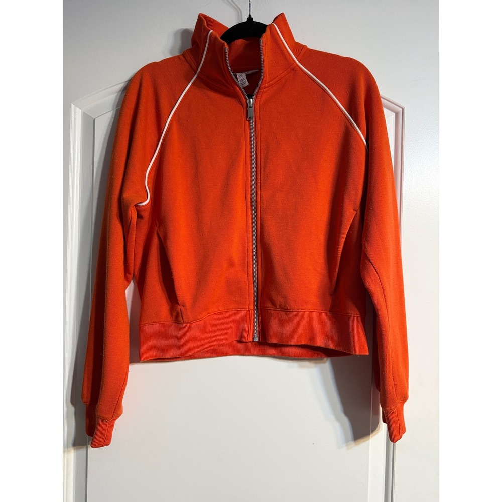 Spanx Track Jacket M Orange AirEssentials Full Zip Piping Athleisure Retro
